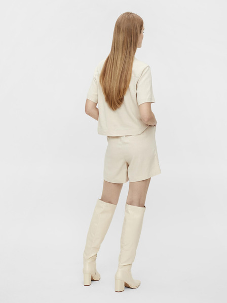 .OBJECT Pantaloni scurți crem cu amestec de in .OBJECT Snakes