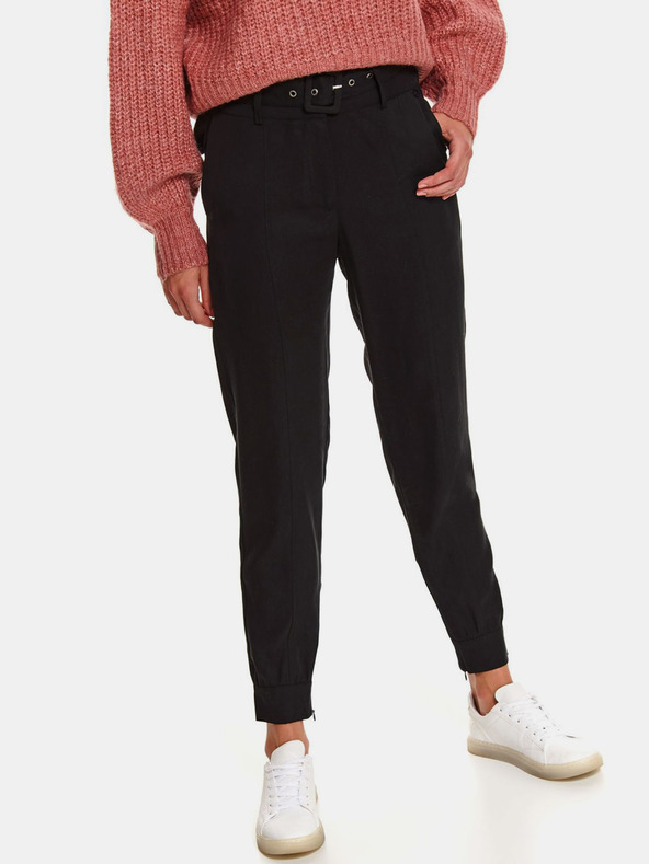 TOP SECRET Pantaloni negri cu curea TOP SECRET