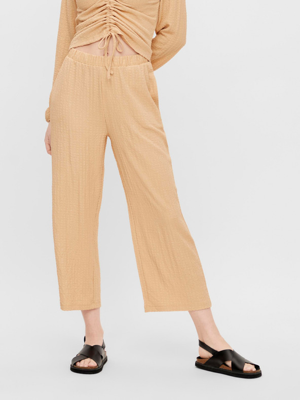 Pieces Pantaloni largi cropped bej Pieces Lara