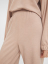 Pieces Pantaloni bej cu picior lat Pieces