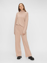 Pieces Pantaloni bej cu picior lat Pieces