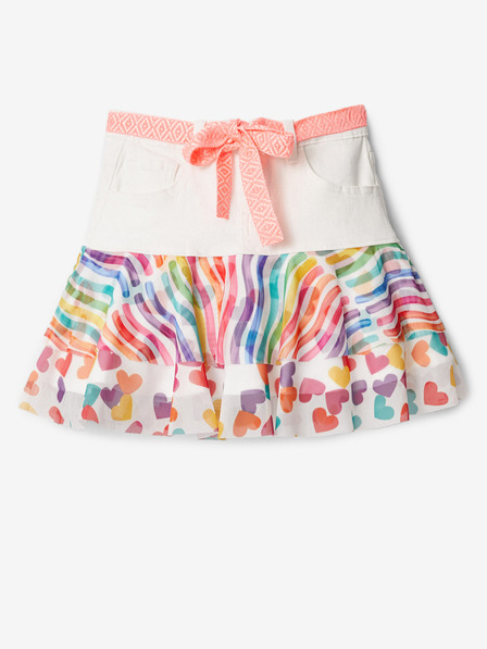 Desigual Fustă albă cu model pentru fete, cu curea Desigual Suiza