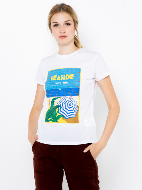 CAMAIEU Tricou alb cu imprimeu CAMAIEU