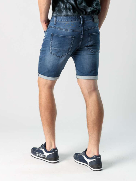 Devergo Pantaloni scurți din denim albastru închis pentru bărbați, cu efect rupt Devergo