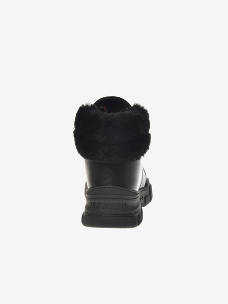 Love Moschino Cizme de gleznă din piele neagră pentru femei Love Moschino