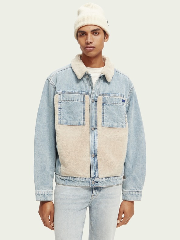 Scotch & Soda Jachetă izolată din denim albastru pentru bărbați Scotch & Soda