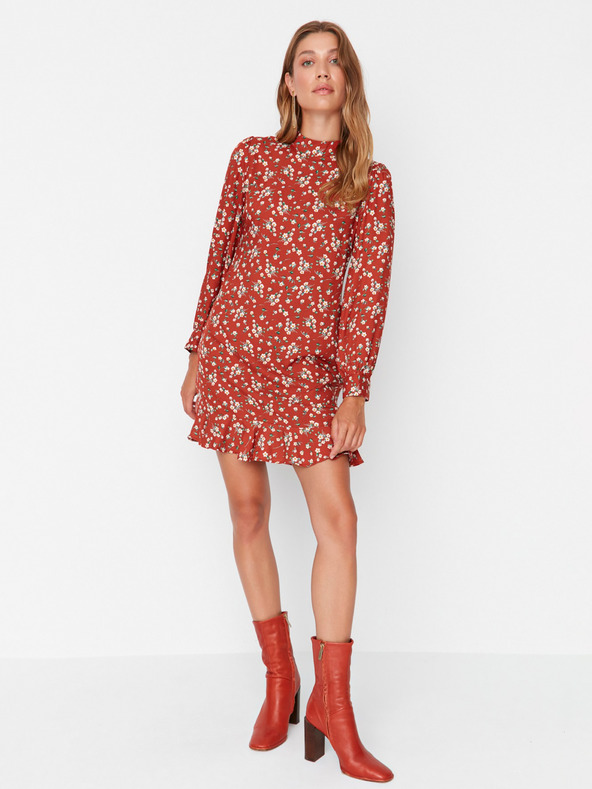Trendyol Rochie cu flori pentru femei, maro Trendyol
