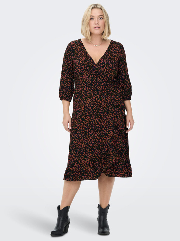 ONLY CARMAKOMA Rochie pentru femei maro și negru ONLY CARMAKOMA Lux Lea
