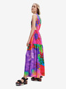 Desigual Rochie maxi cu model violet și roz pentru femei, cu decupaje Desigual Sandall