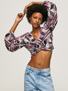 Pepe Jeans Bluză scurtă cu model roz și negru pentru femei Pepe Jeans Poliana
