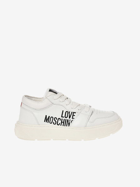 Love Moschino Adidași din piele albi pentru femei Love Moschino