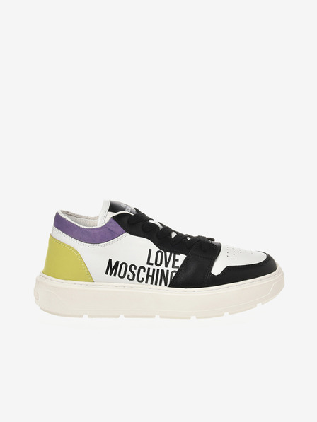 Love Moschino Adidași din piele pentru femei, negri și albi Love Moschino