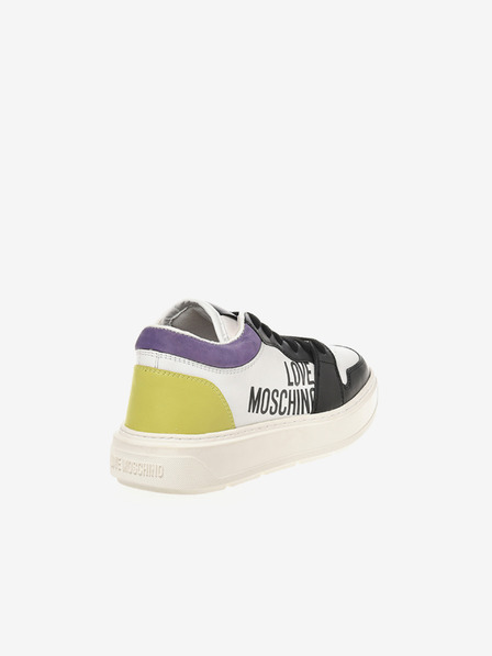 Love Moschino Adidași din piele pentru femei, negri și albi Love Moschino