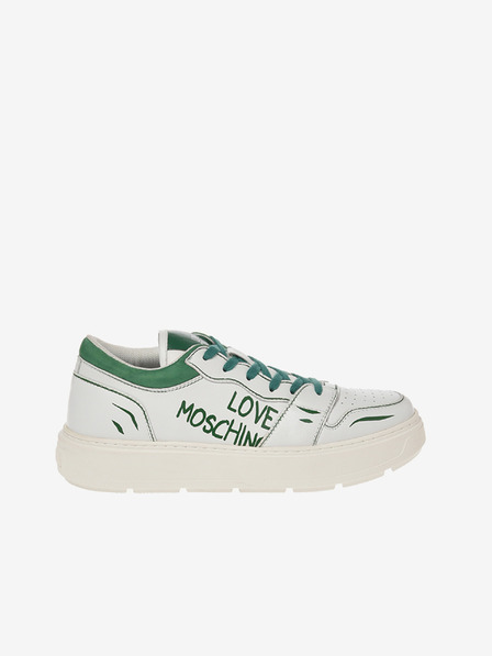 Love Moschino Adidași din piele pentru femei verzi și albi Love Moschino