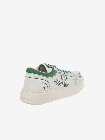 Love Moschino Adidași din piele pentru femei verzi și albi Love Moschino