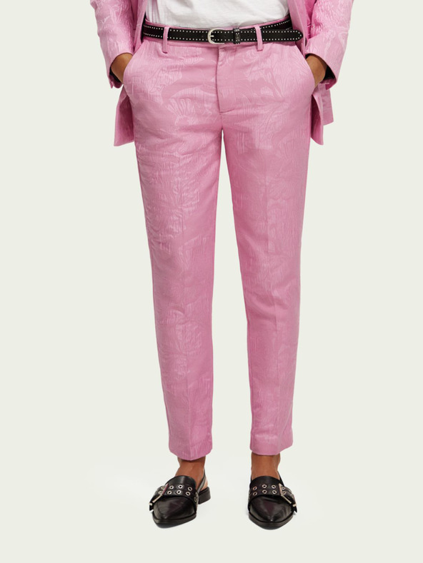 Scotch & Soda Pantaloni Chino roz cu motive florale pentru femei Scotch & Soda