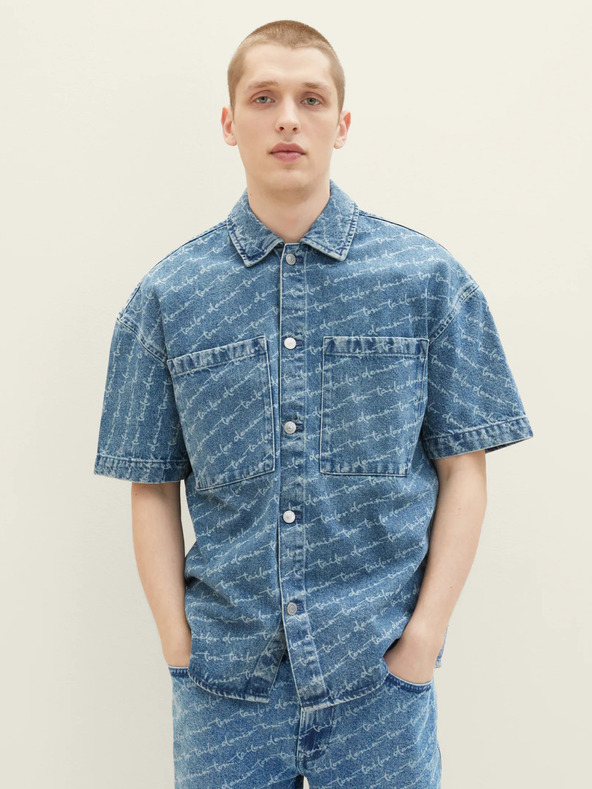 Tom Tailor Denim Cămașă din denim cu model albastră pentru bărbați Tom Tailor Denim