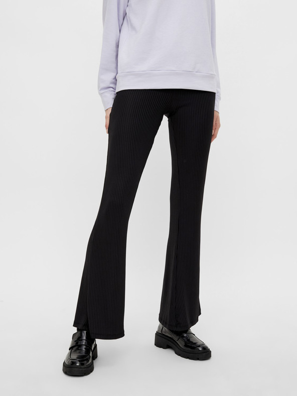 Pieces Pantaloni negri evazați Pieces Toppy