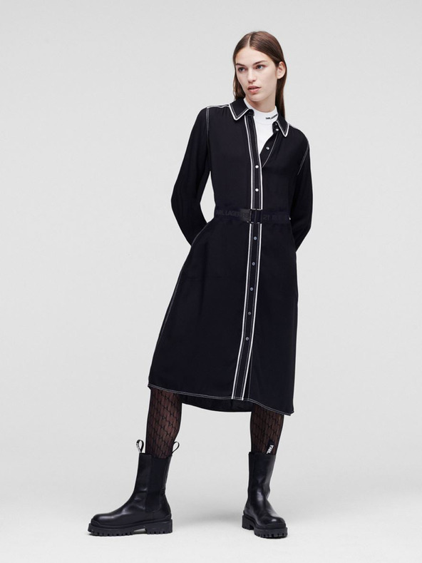 Karl Lagerfeld Rochie cămașă neagră KARL LAGERFELD