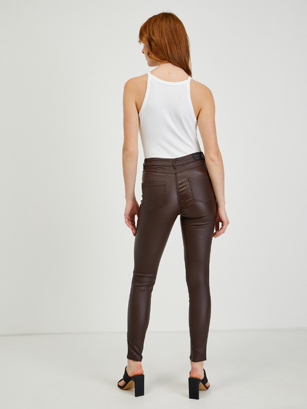 Orsay Pantaloni maro închis din imitație de piele pentru femei ORSAY