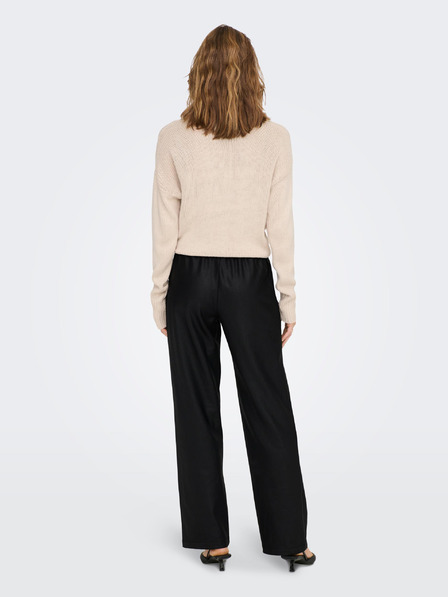 ONLY Pantaloni negri din piele artificială pentru femei ONLY Pop Star