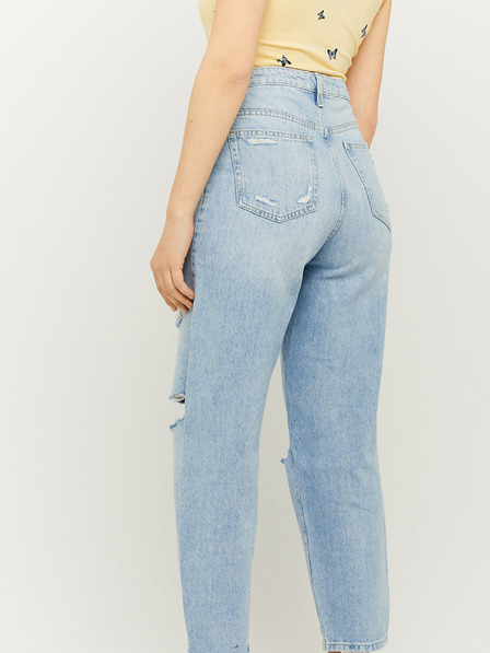 TALLY WEiJL Blugi cropped straight fit albastru deschis cu efect rupt TALLY WEiJL