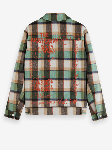 Scotch & Soda Jachetă cămașă din amestec de lână maro și verde pentru bărbați Scotch & Soda