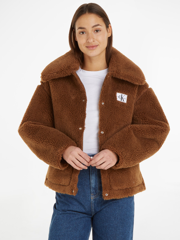Calvin Klein Jeans Bonded Sherpa Jacheta Maro