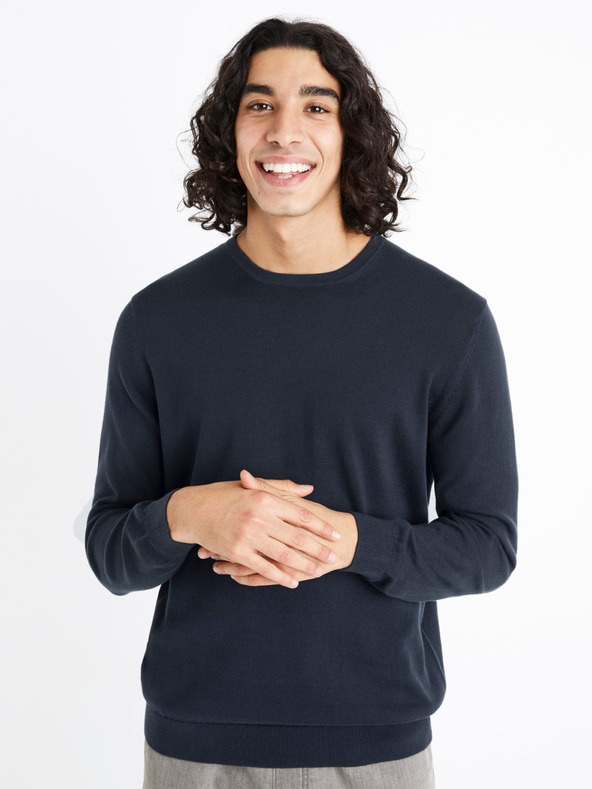 Celio Decoton Pulover Albastru