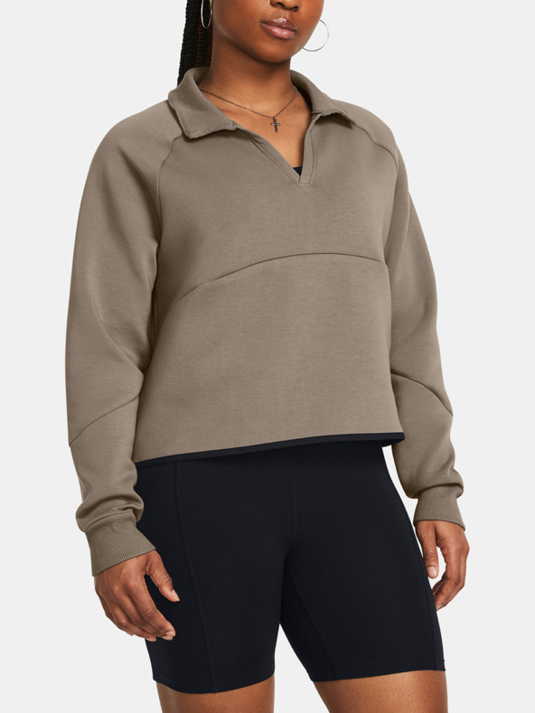 Under Armour Unstoppable Flc Rugby Crop Hanorac Maro