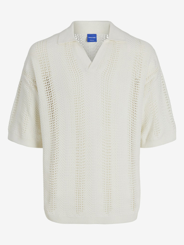 Jack & Jones Tricou polo crem pentru bărbați Jack & Jones Wavy