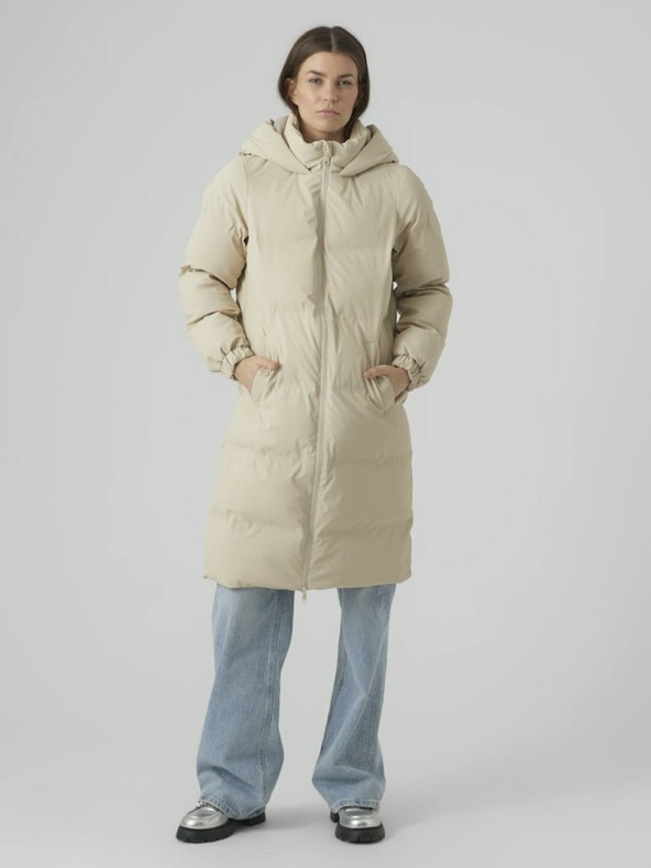 Vero Moda Palton matlasat de iarnă pentru femei crem VERO MODA Noe