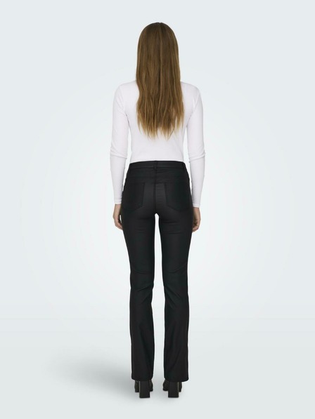 ONLY Pantaloni negri din piele întoarsă pentru femei ONLY Fern