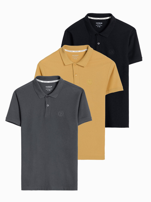 Ombre Clothing Tricou polo pentru bărbați din tricot pique, pachet de 3 Ombre Clothing