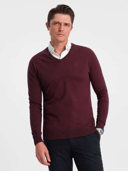 Ombre Clothing Pulover guler cămașă pentru bărbați burgundy Ombre Clothing