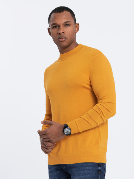 Ombre Clothing Pulover de bază pentru bărbați, muștar, cu guler ridicat Ombre Clothing