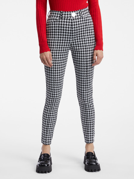 Orsay Pantaloni cu model alb și negru pentru femei ORSAY