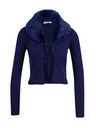 Orsay Cardigan de damă albastru cu blană artificială ORSAY