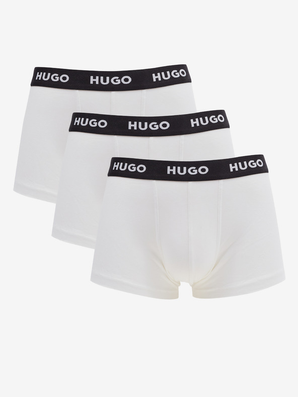 HUGO Trunk Triplet Pack Boxeri, 3 bucăți Alb