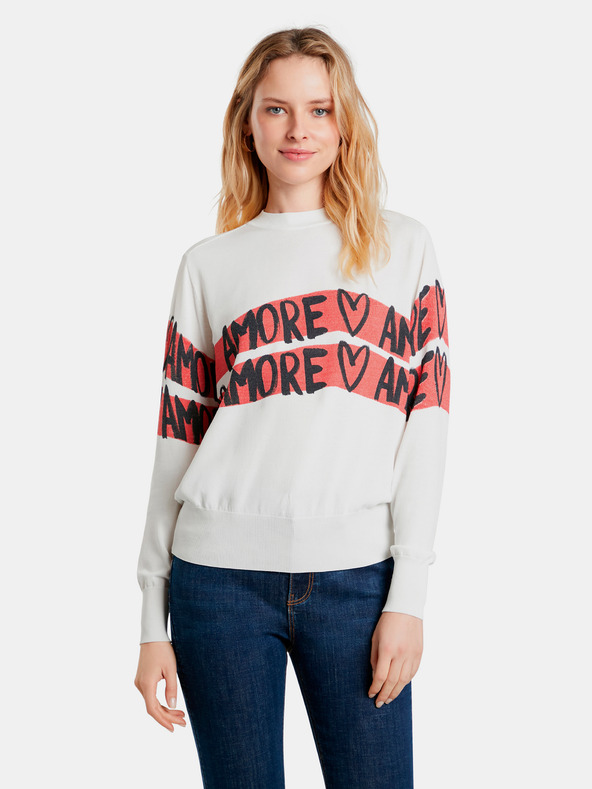 Desigual Amore Amore Pulover Alb