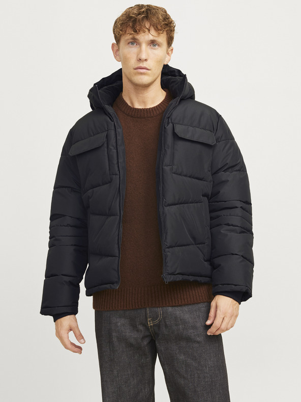 Jack & Jones Jachetă matlasată neagră Jack & Jones Build pentru bărbați