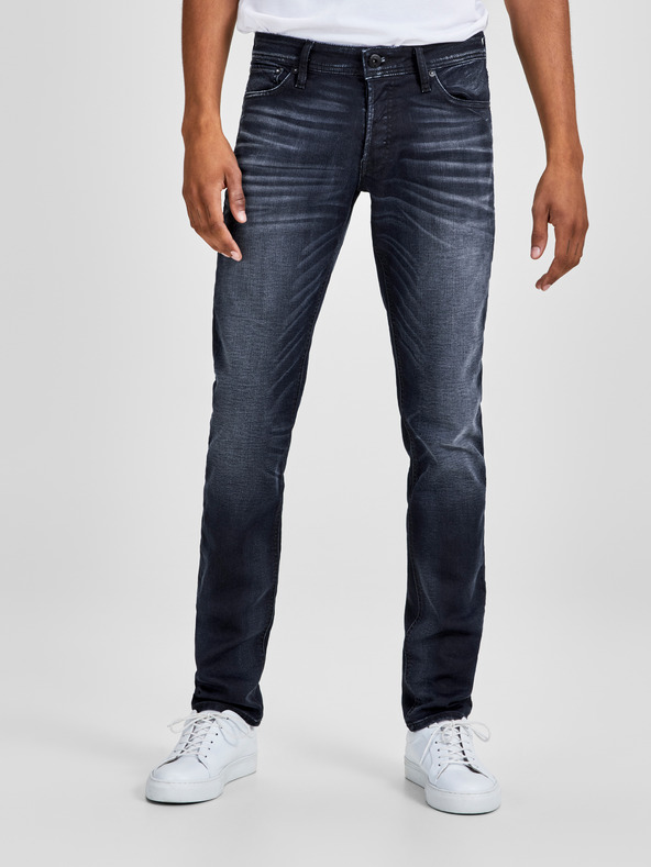 Jack & Jones Blugi slim fit albastru închis cu efect brodat Jack & Jones Glenn