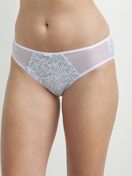 DIM Chiloți cu model albastru și alb pentru femei Dim GENEROUS COTTON BIO SLIP