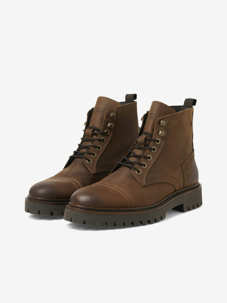 Jack & Jones Cizme de piele maro închis pentru bărbați Jack & Jones Wenzo